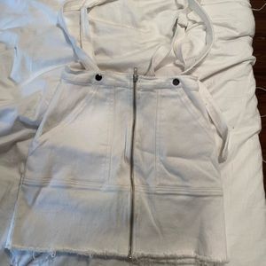 FOR LOVE AND LEMONS WHITE DENIM OVERALL SKIRT